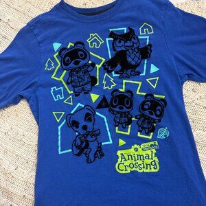Turquoise Blue Nintendo Animal Crossing Tee Size Kids XL Cotton Velvet Applique